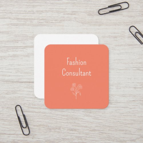 QR code Simple Flower Botanical Boho Peach Square Business Card