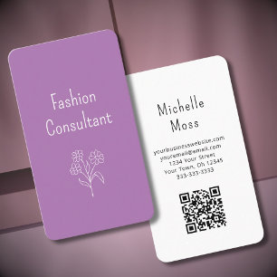 QR code Simple Flower Fashion Consultant  Business Card