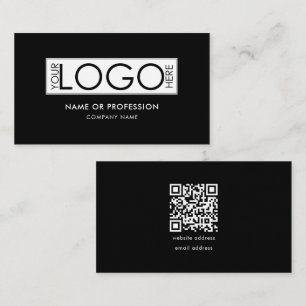 QR Code Simple Minimal Black Modern Business Logo Card