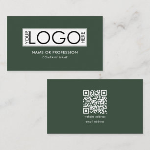 QR Code Simple Minimal Green Modern Business Logo Card