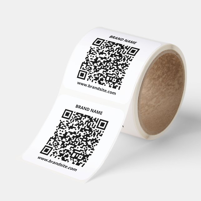 QR-Code Simple Minimalist Business Logo Square Sticker (Roll)