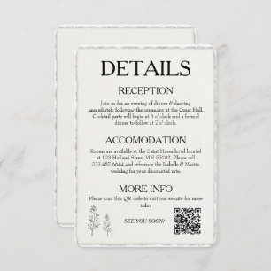 QR Code Simple Modern Faux Deckled Edge Wedding Enclosure Card