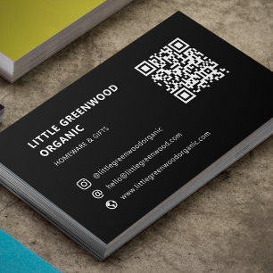 QR Code Simple Modern Minimal Black Instagram Business Card