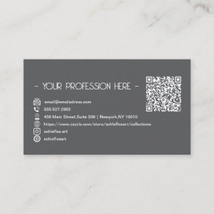 QR Code Simple Modern Minimal Grey Instagram Business Card