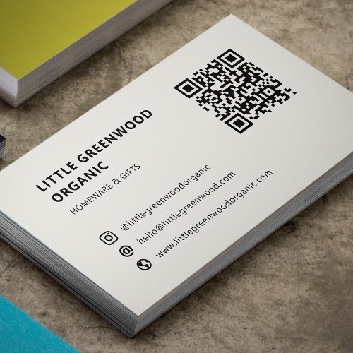 QR Code Simple Modern Minimal Neutral Instagram Business Card