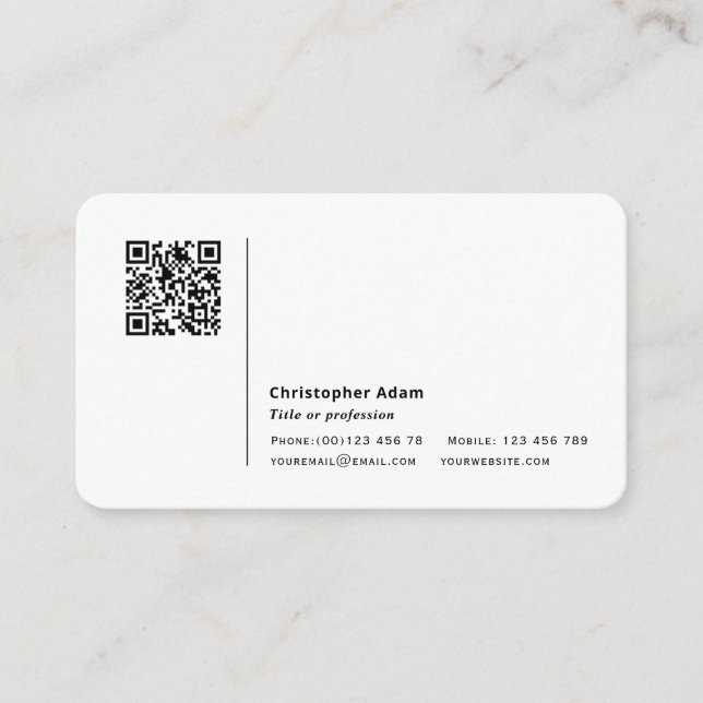 QR code simple modern professional personal Business Card (Front)