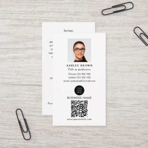 QR code simple modern professional realtor photo Business Card