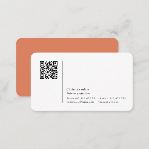 QR code Simple modern Terracotta Professional Business Card