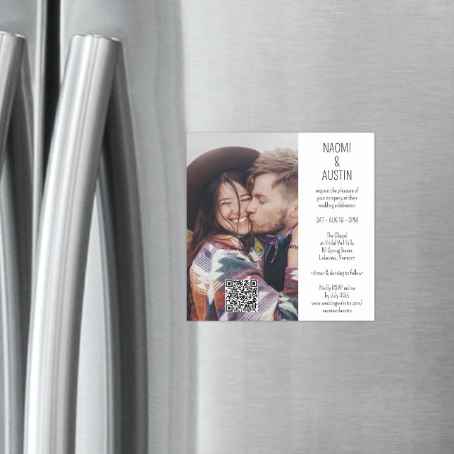 QR Code Simple Photo Unique All-In-One Wedding Magnetic Invitation (Creator Uploaded)