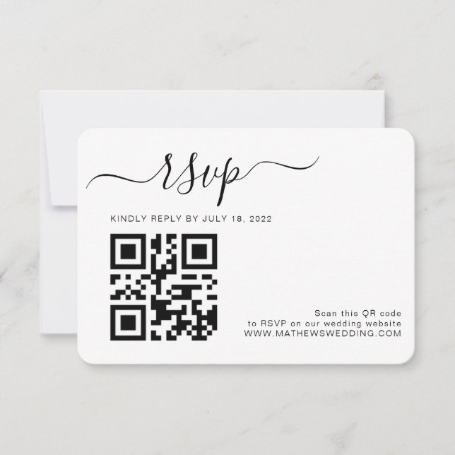 QR Code Simple Photo Wedding RSVP Card (Front)