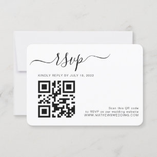 QR Code Simple Photo Wedding RSVP Card