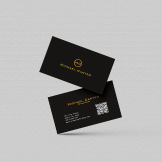 QR Code | Simple Professional Gold Typography Business Card