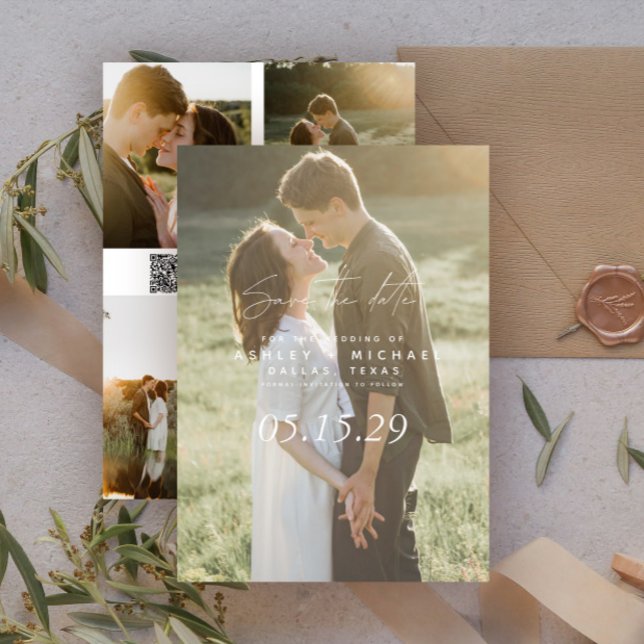 QR Code Simple Script 5 Photo Wedding Website Save The Date (Creator Uploaded)