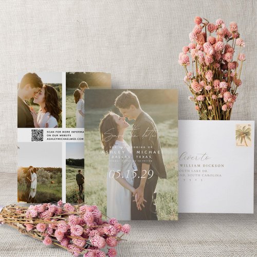 QR Code Simple Script 5 Photo Wedding Website Save The Date