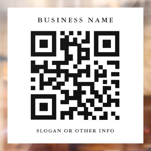 QR Code Simple White Square Business Window Cling