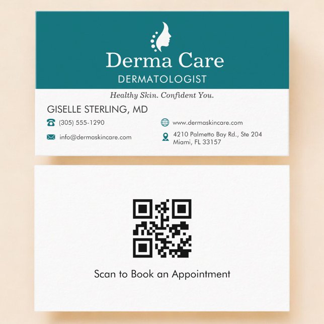 QR Code Skin Care Center Dermatologist  Business Card (Creator Uploaded)