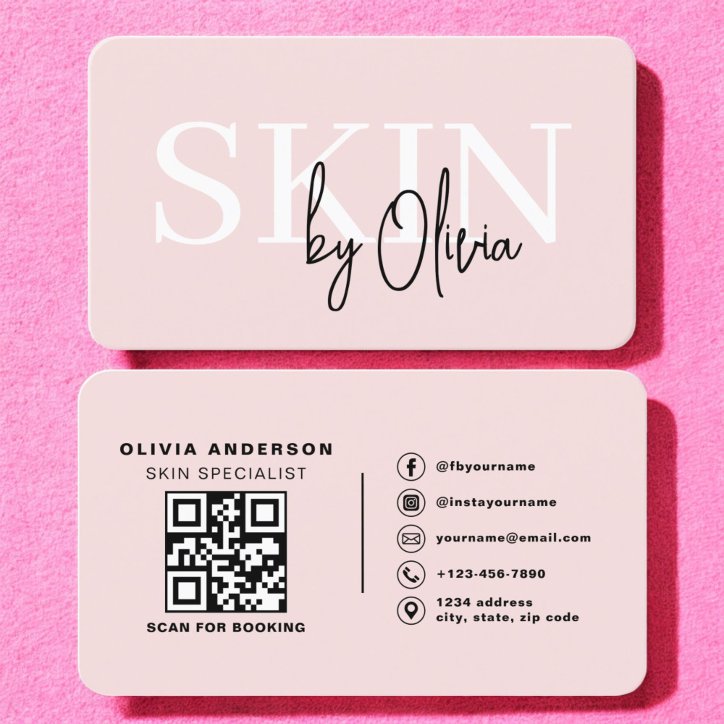 QR Code Skin Care Specialist Blush Pink Business Card