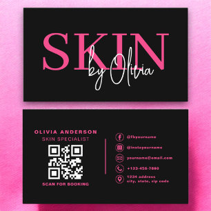 QR Code Skin Care Specialist Hot Pink  Business Card