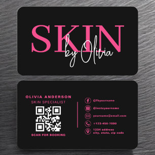QR Code Skin Care Specialist Hot Pink Business Card