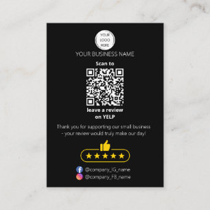 QR code small business review GOOGLE and YELP  Business Card