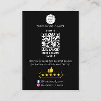 QR code small business review GOOGLE and YELP  Business Card