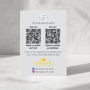 QR code small business review GOOGLE and YELP  Card