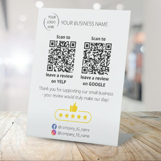 QR code small business review GOOGLE and YELP  Pedestal Sign