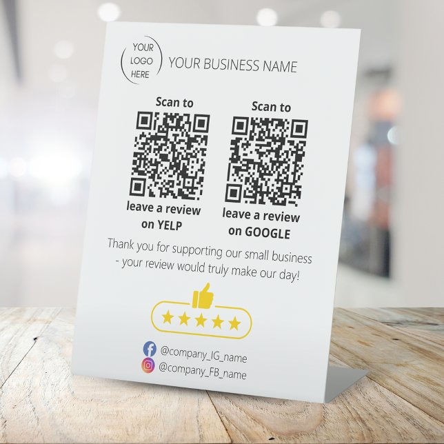 QR code small business review GOOGLE and YELP  Pedestal Sign (Creator Uploaded)