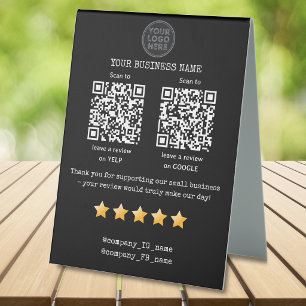 QR code small business review GOOGLE and YELP  Table Tent