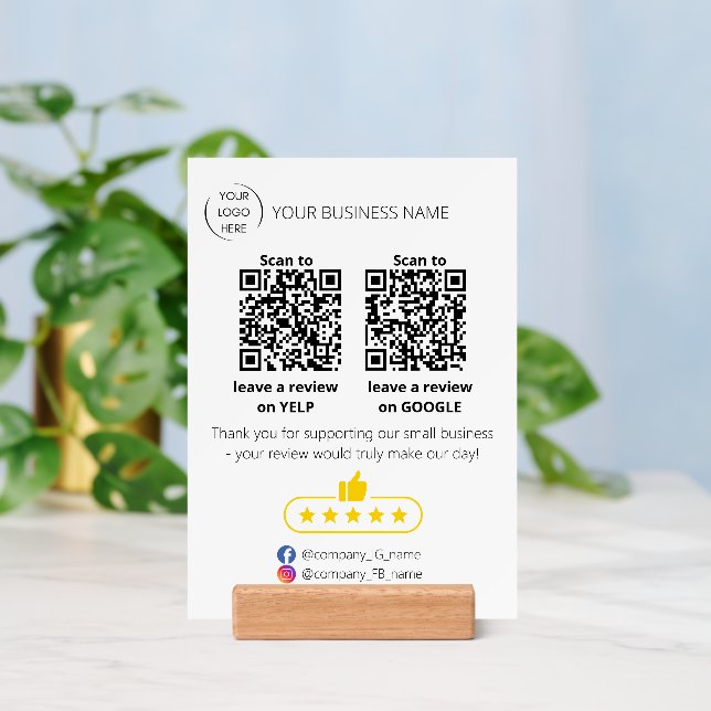 QR code small business review GOOGLE YELP print Holder (Insitu 3)