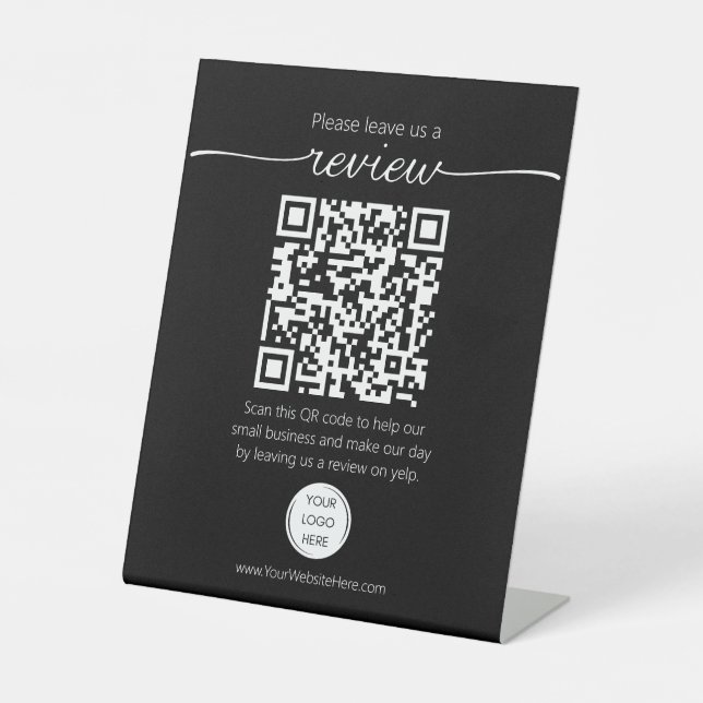QR code small business review request YELP  Pedestal Sign (Front)