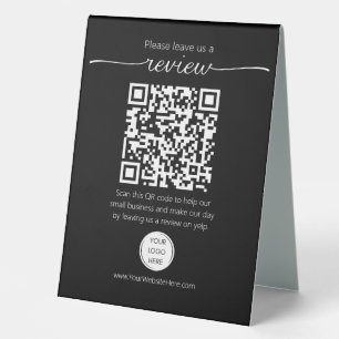 QR code small business review request YELP  Table Tent
