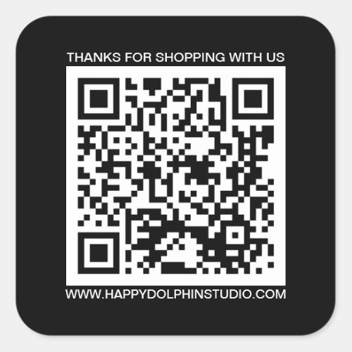 QR Code Small Business Website Black Square Sticker