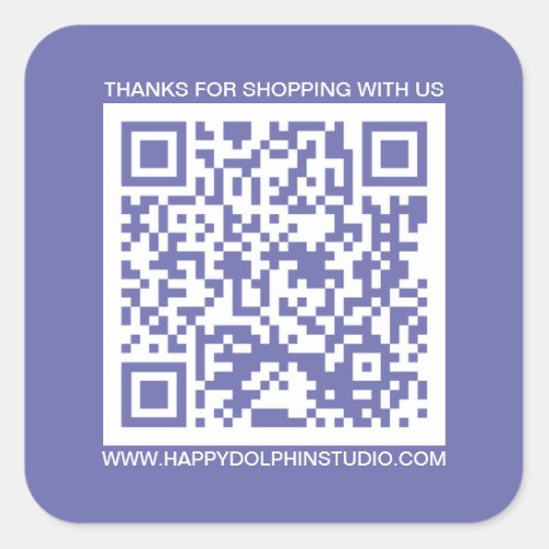 QR Code Small Business Website Blue Square Sticker