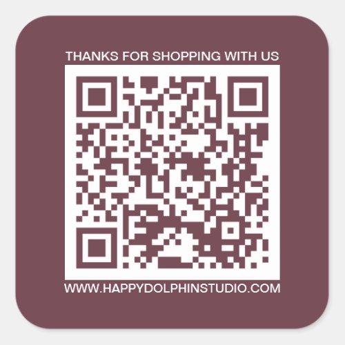 QR Code Small Business Website Burgundy Square Sticker