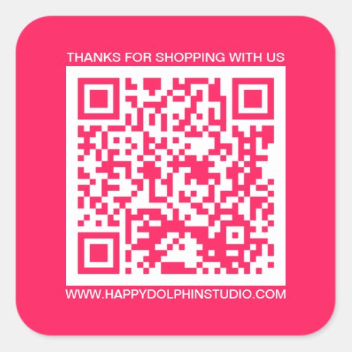 QR Code Small Business Website Diva Pink Square Sticker