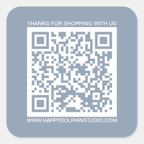 QR Code Small Business Website Dusty Blue Square Square Sticker