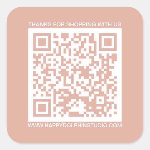 QR Code Small Business Website Dusty Pink Square Sticker