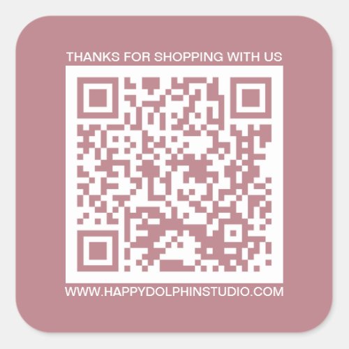 QR Code Small Business Website Dusty Rose Square Sticker