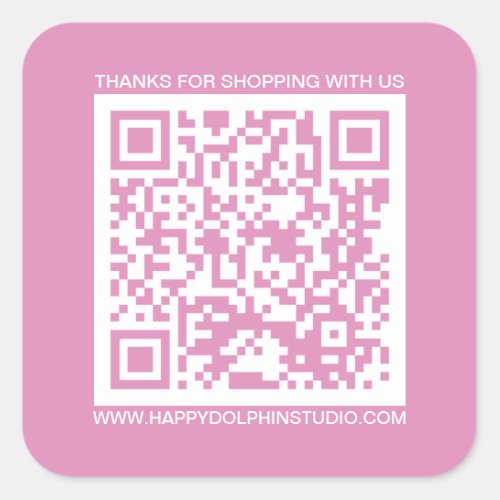 QR Code Small Business Website Fuchsia Pink Square Sticker