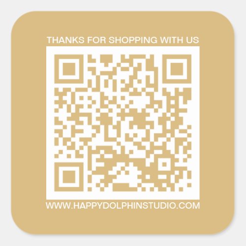 QR Code Small Business Website Gold Yellow Square Sticker