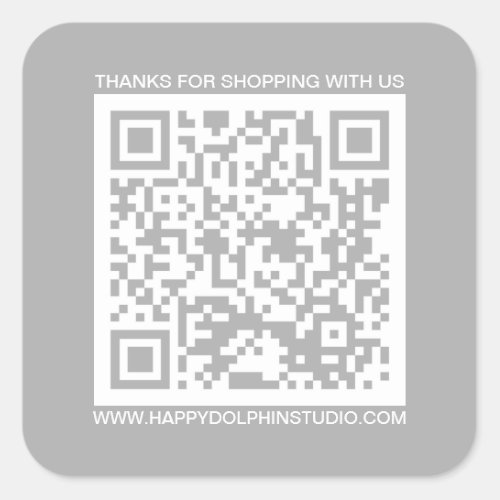 QR Code Small Business Website Gray Square Sticker