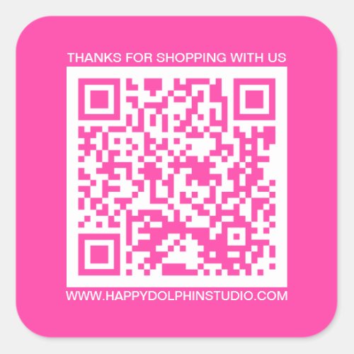 QR Code Small Business Website Knockout Pink Square Sticker