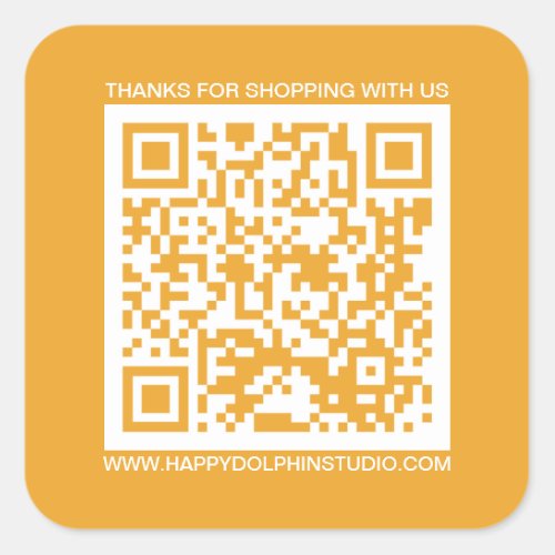 QR Code Small Business Website Mellow Yellow Square Sticker