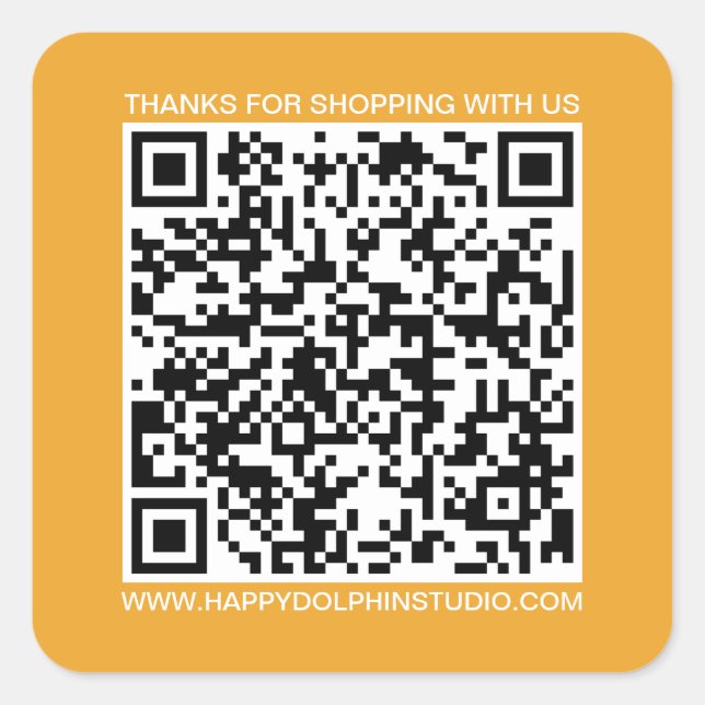 QR Code Small Business Website Mellow Yellow Square Sticker (Front)