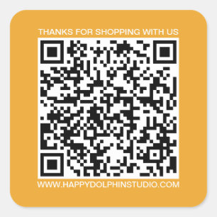 QR Code Small Business Website Mellow Yellow Square Sticker
