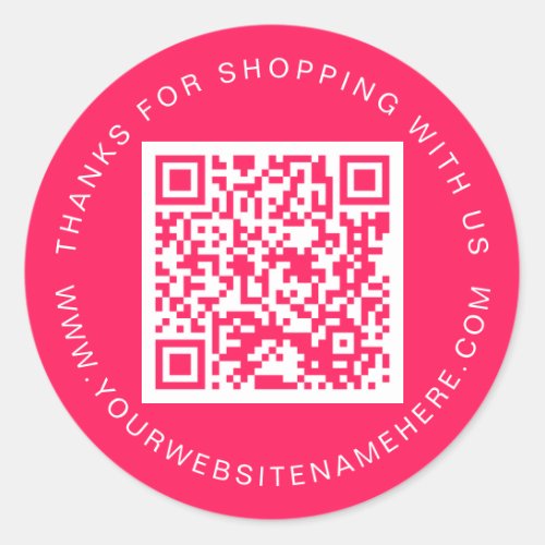 QR Code Small Business Website Name Diva Pink  Classic Round Sticker