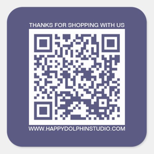 QR Code Small Business Website Navy Blue Square Sticker
