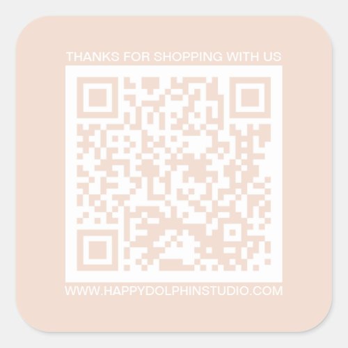 QR Code Small Business Website Pastel Pink Square Sticker