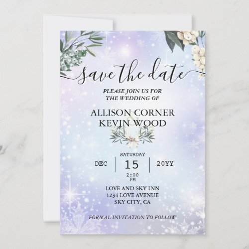 QR Code Snow Woodland Greenery Winter Wedding  Invitation